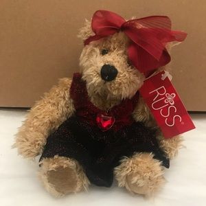 Russ Tan and Red Stuffed Bear with Bow